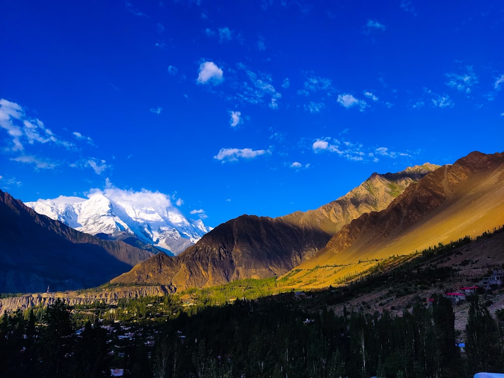 a mountain range with snow