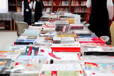 a table full of books