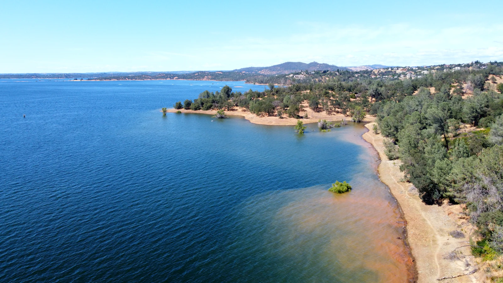 Shoreline of Folsom Lake on a clear day