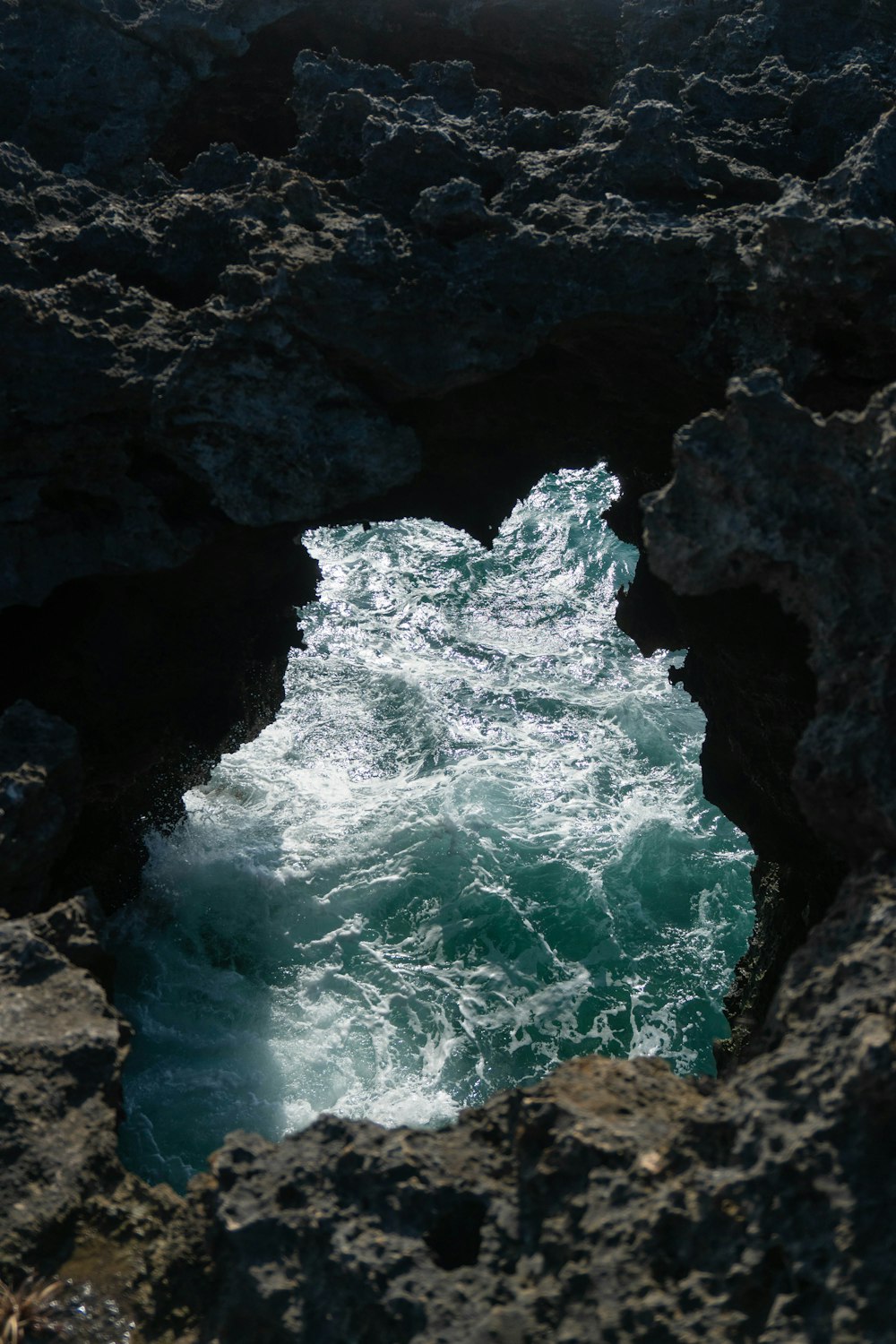 a waterfall in a cave