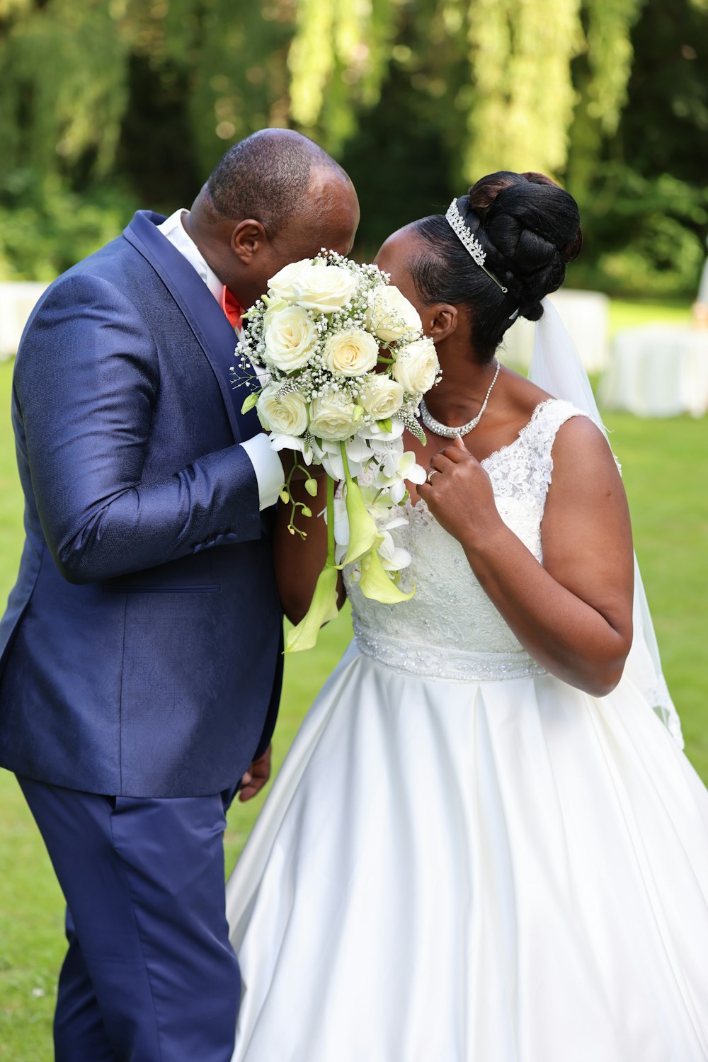 a man and woman kissing