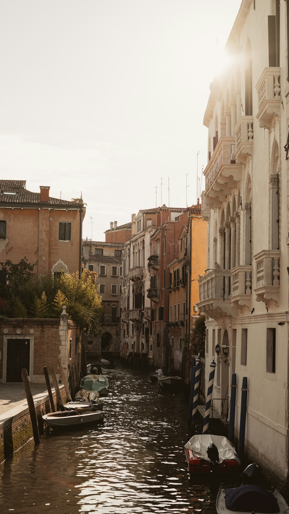 a canal with boats in it