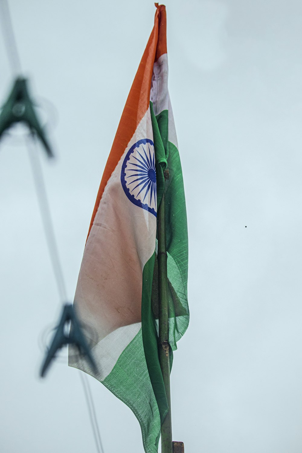 a flag with a blue and red design