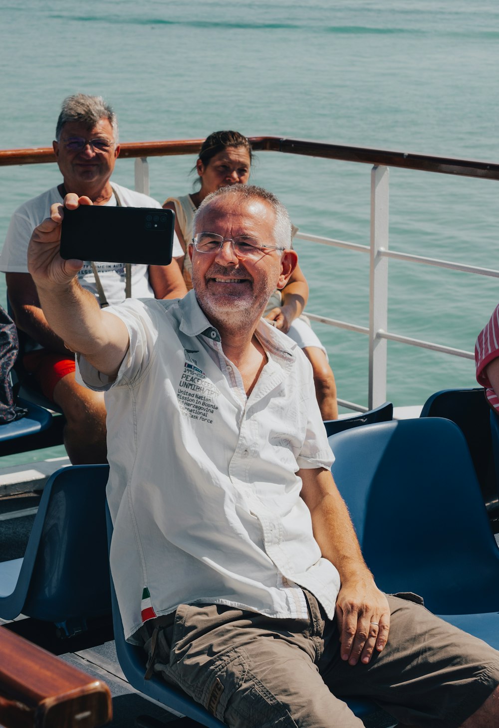 a man sitting on a boat