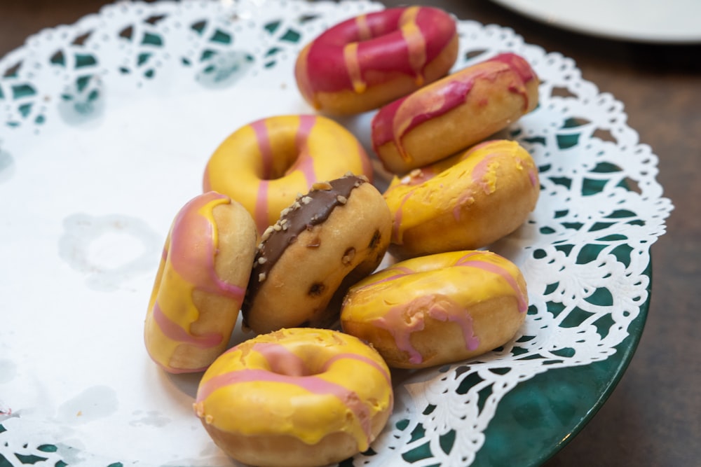 a plate of donuts