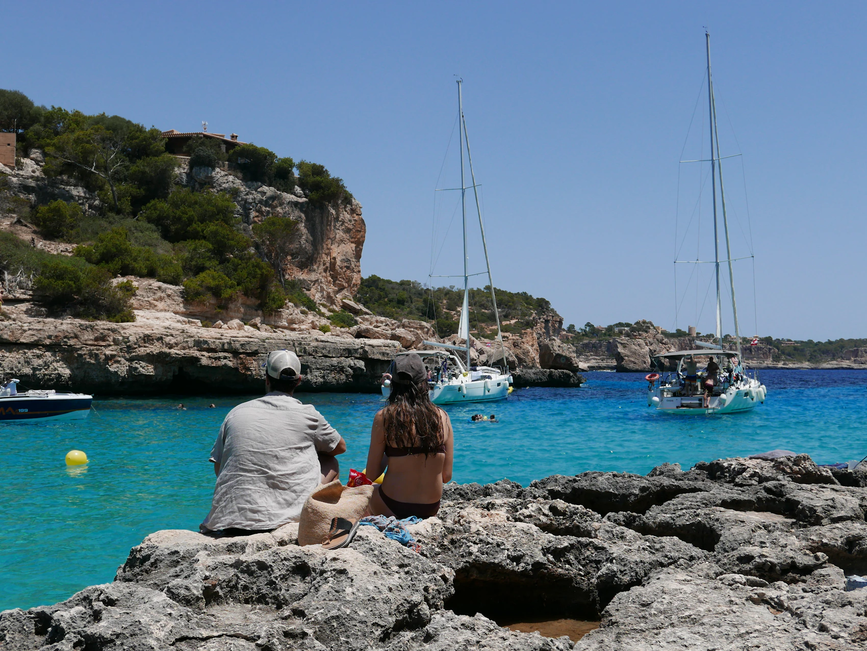 A quiet sandy beach and clear water on Mallorca