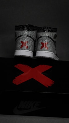 Mark X Apparel sneakers resting on a graffiti-covered wall, capturing urban energy.