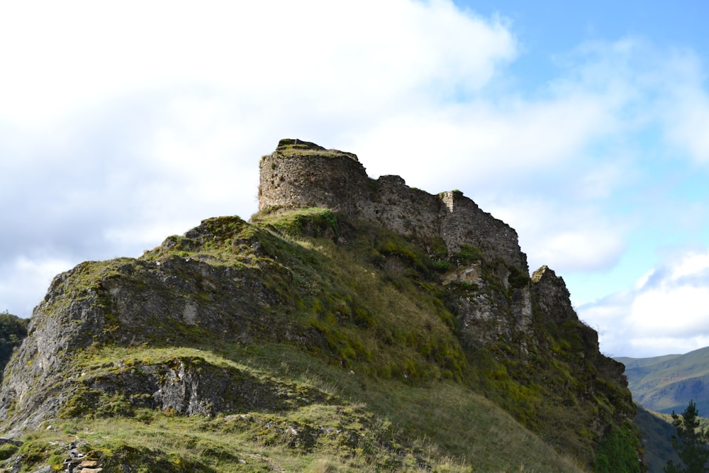 a large rock on a mountain