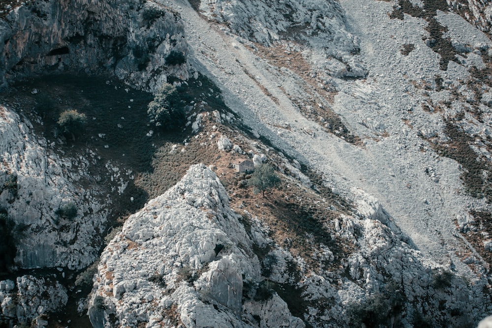 a rocky canyon with a river running through it