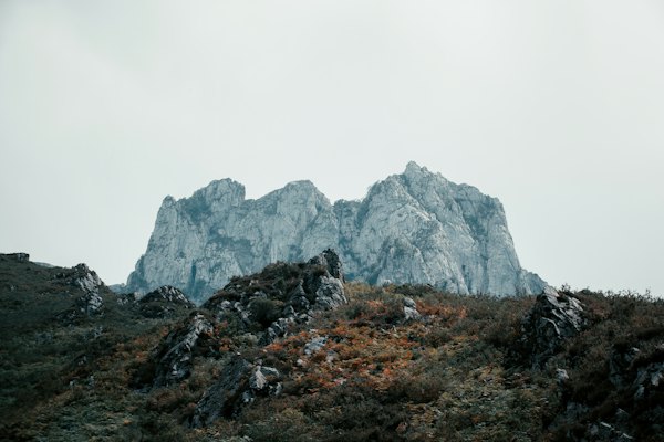 Bare rocky peaks in the mist — Picos de Europa, Spain