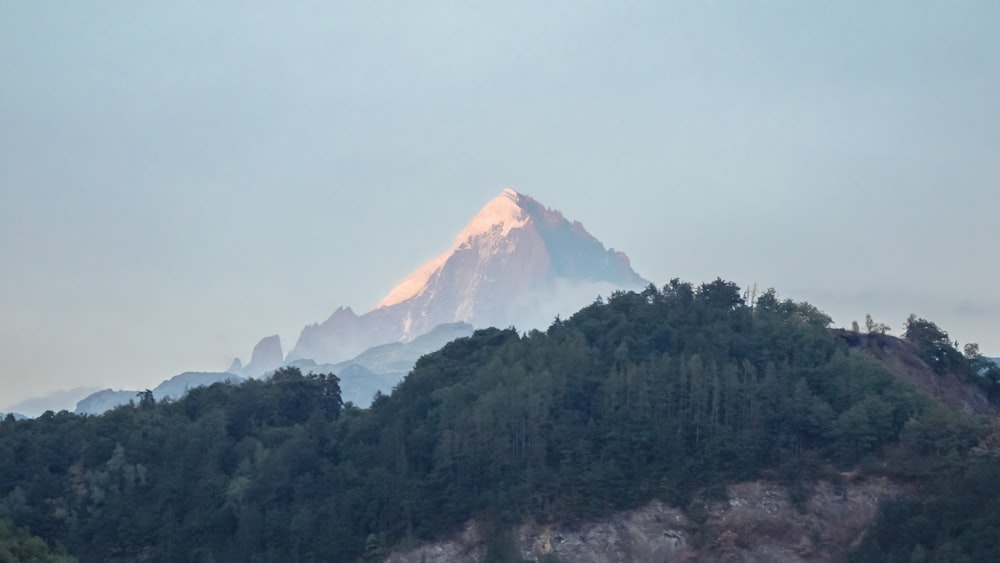 a mountain with snow