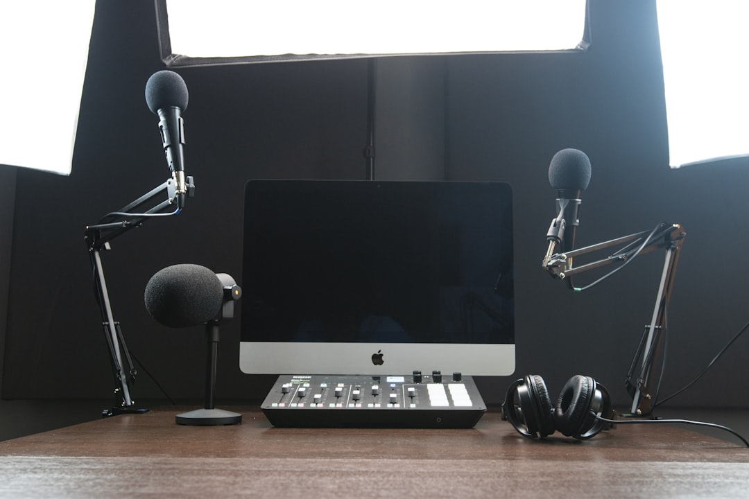 a computer on a desk,
