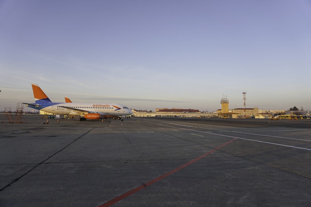 an airplane on the runway