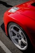 the front of a red car