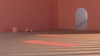 Elegant yoga mats and fitness accessories arranged on a light beige background