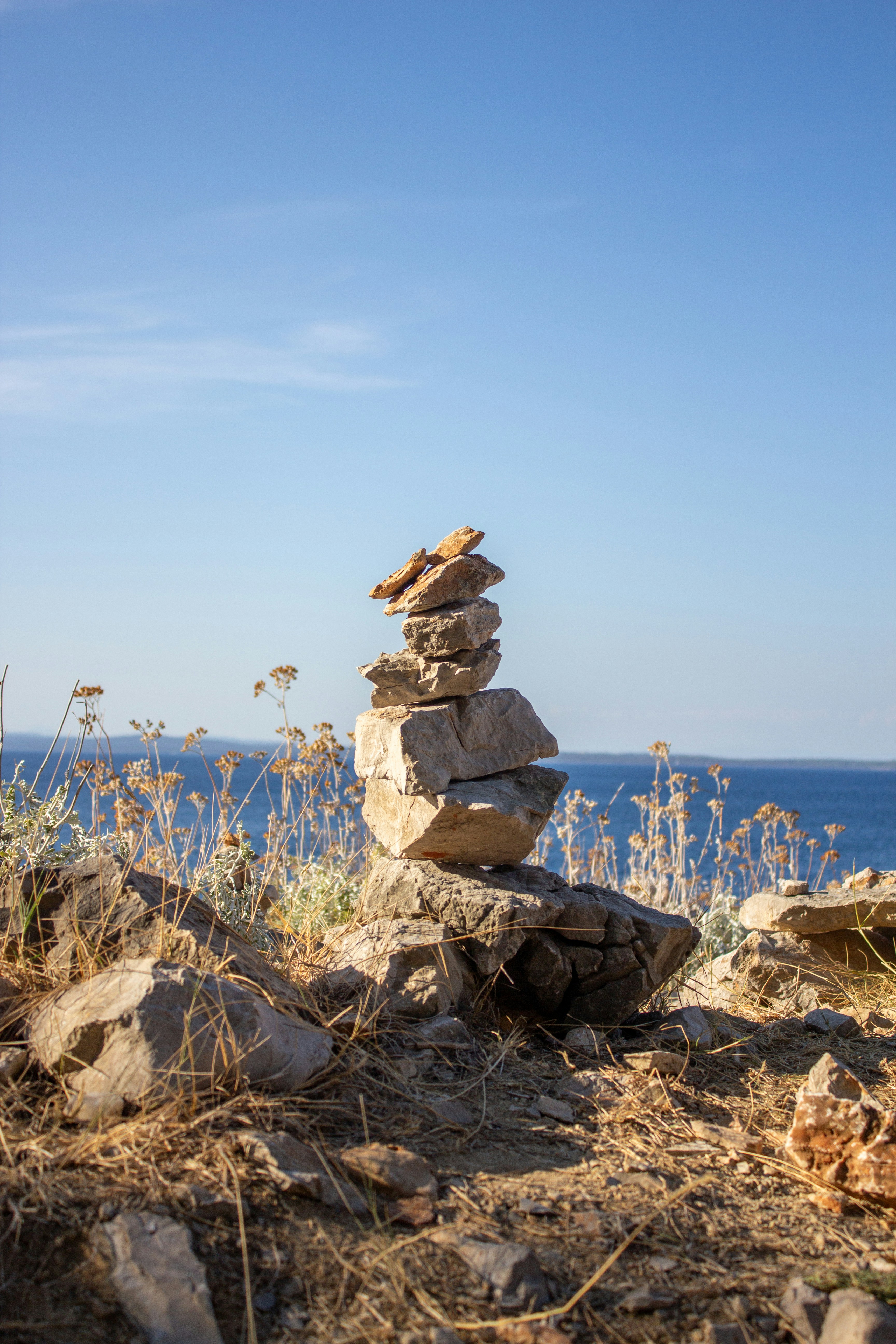 a stack of rocks on a beach