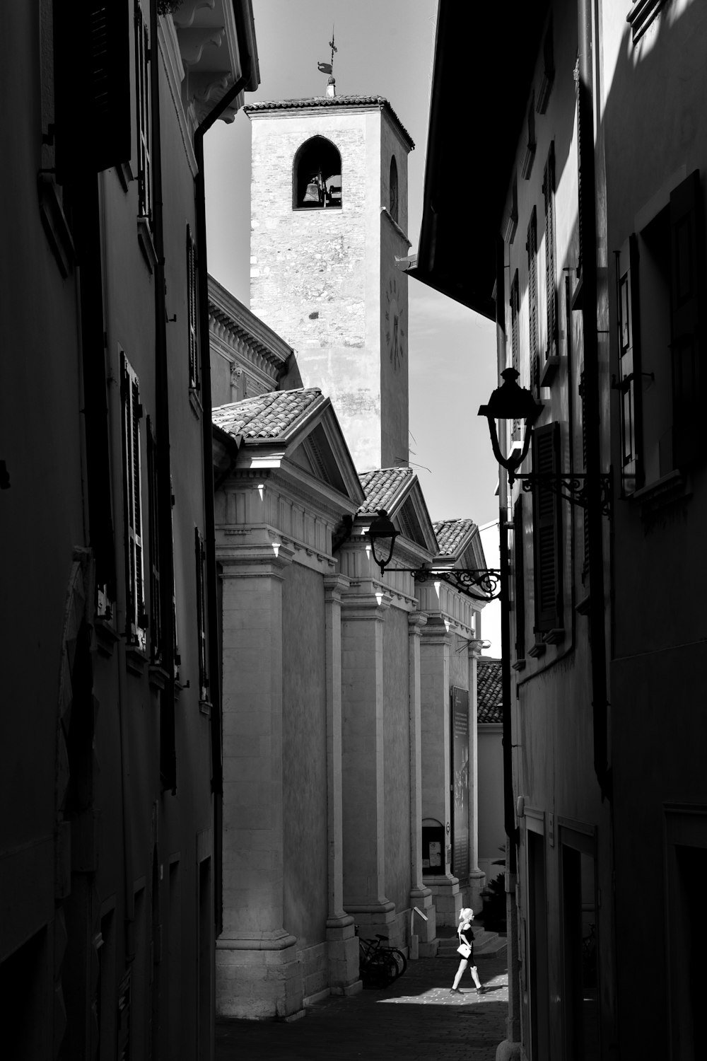 a person walking down a street