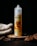 A bottle labeled 'Euro Tobacco Almond 3MG 70/30' with an illustration of almonds and tobacco leaves. It stands on a textured wooden surface surrounded by natural materials like rope, wood chips, and fibers against a dark background.