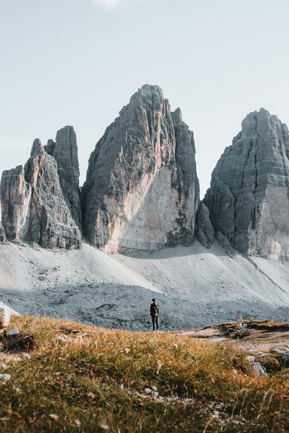 a person standing on a snowy mountain