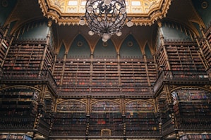 a large ornate room with many arches