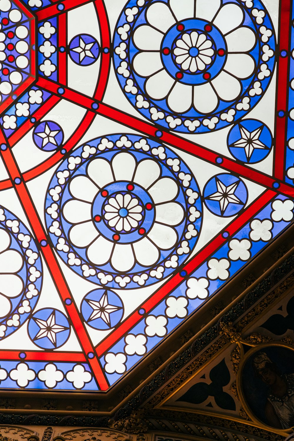 a colorful ceiling with designs