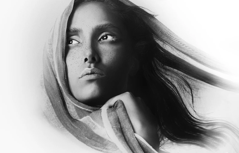 beautiful woman with long flowing hair