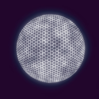 A sleek neutrino mesh beacon glowing softly against a backdrop of starry space, symbolizing EarthSync's quantum synchronization technology.