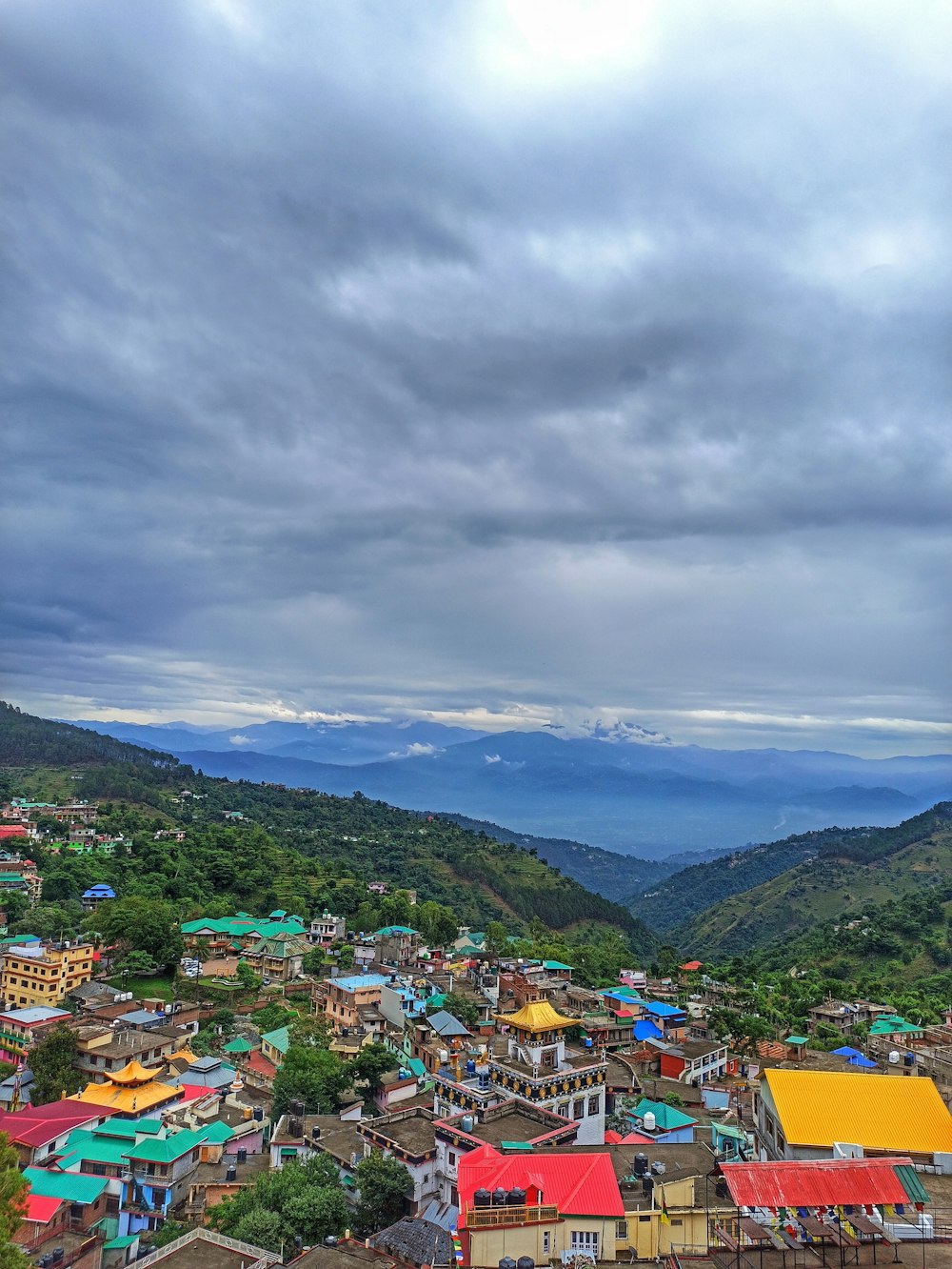 a town with many colorful buildings