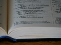 a book open with text