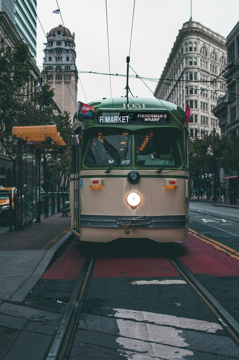 a trolley on a street