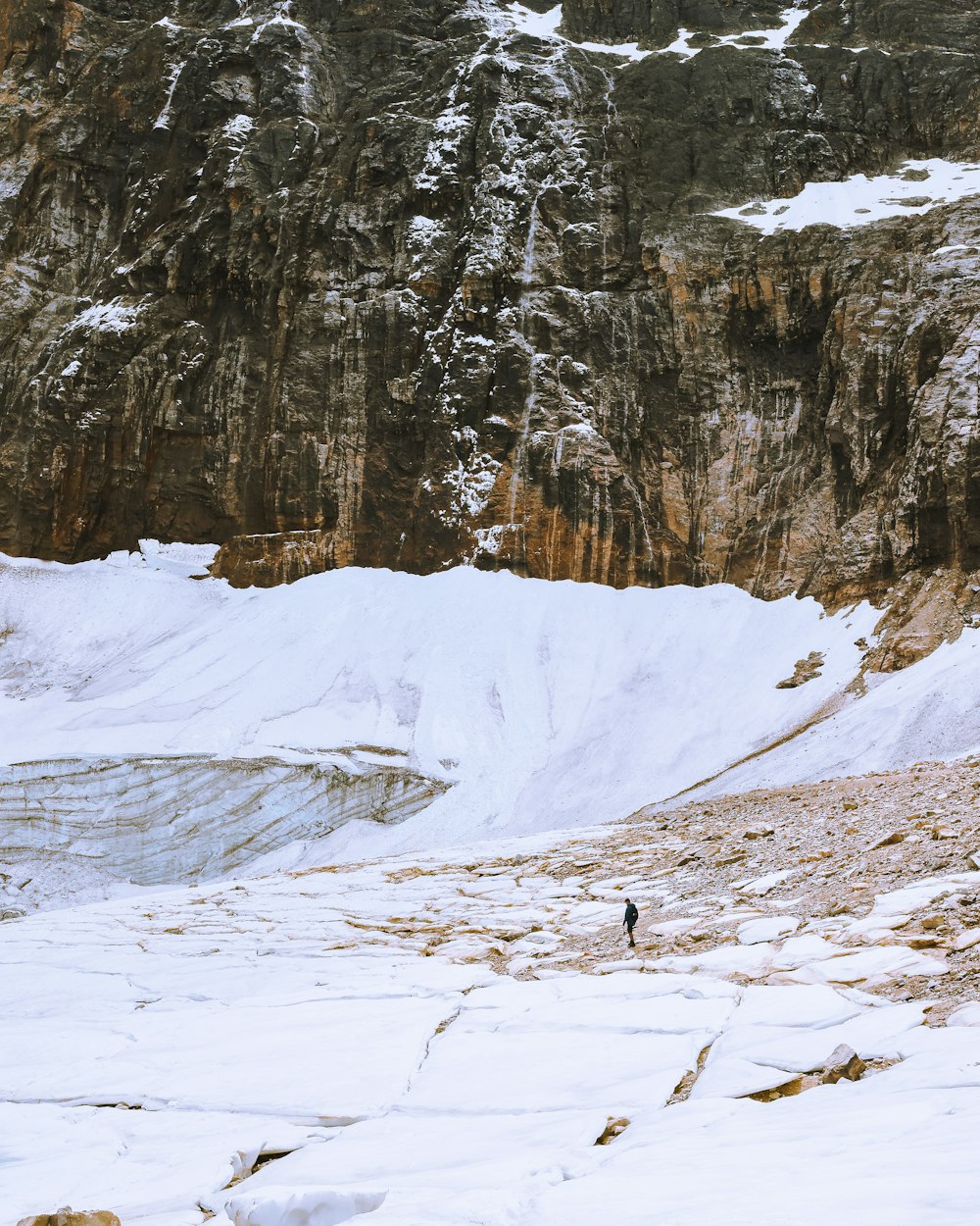 a person walking on a snowy path