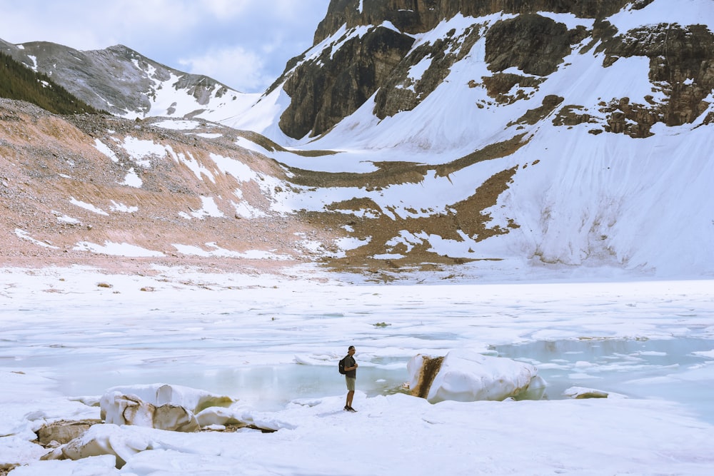 a person standing in a snowy area