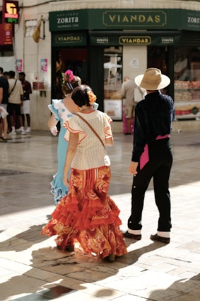 a man and woman in clothing