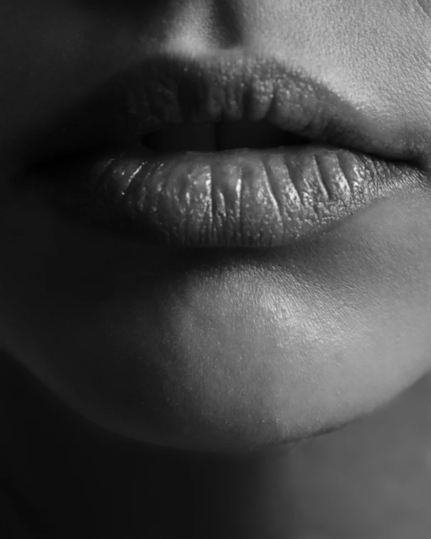a close up of a person's lip