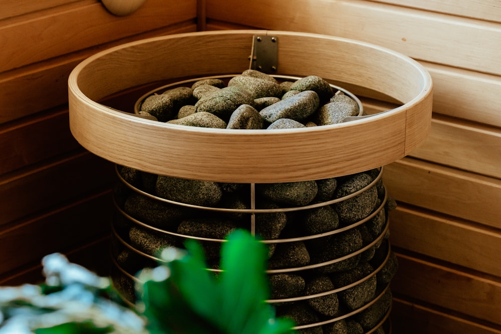 a bowl of rocks