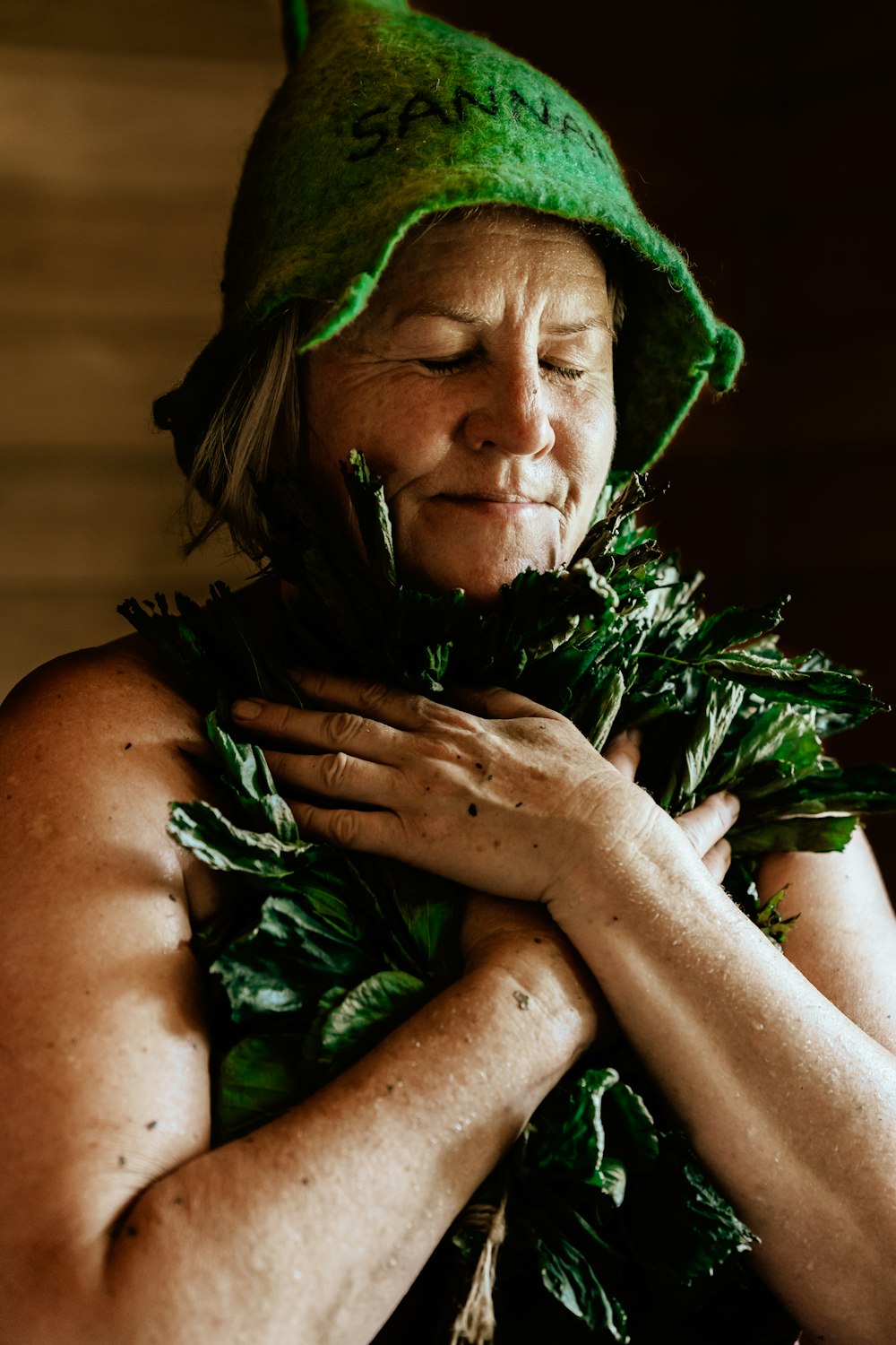 a person holding a plant