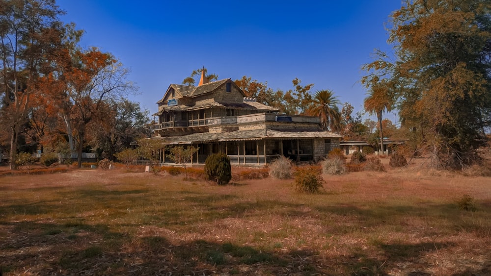 a house with trees around it