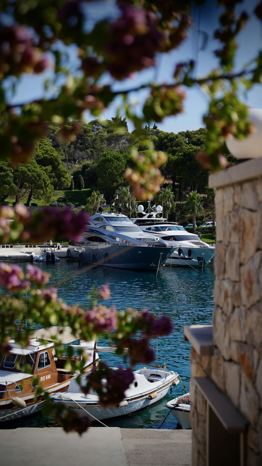 boats parked on the water