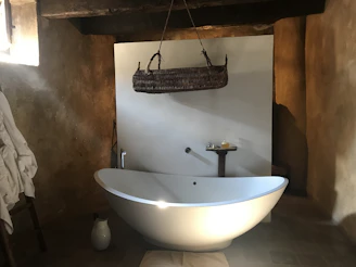 a bathtub in a bathroom