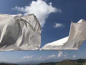 a white flag from a wire