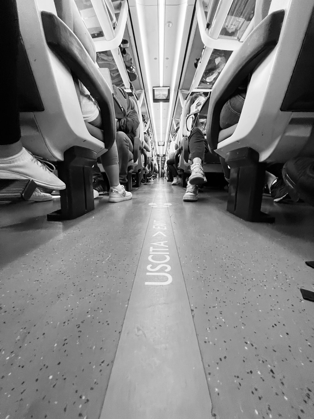 a group of people on a bus