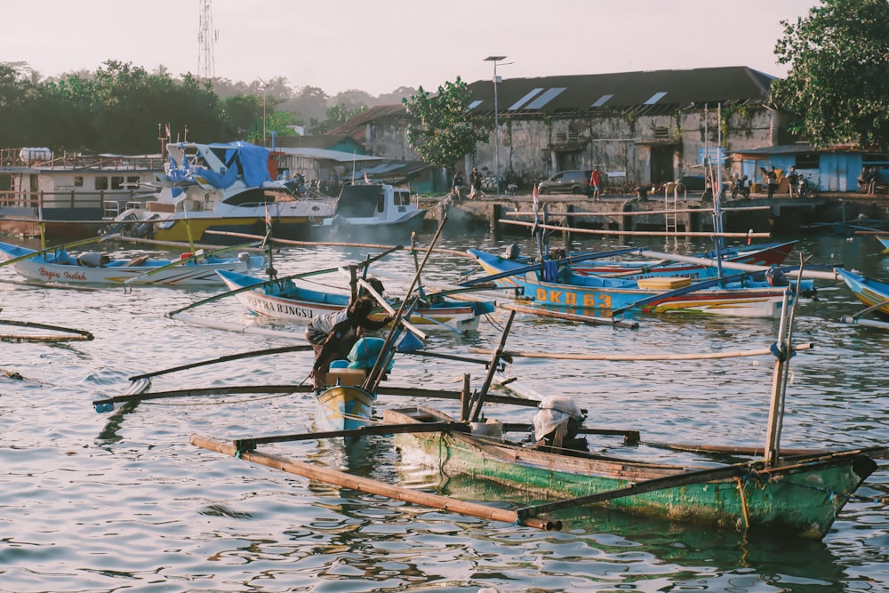 boats are parked in the water