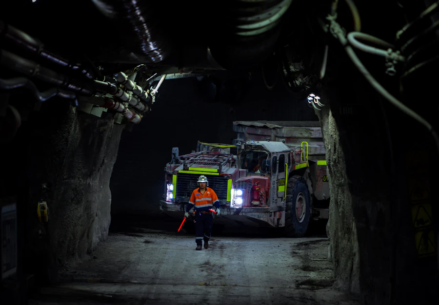 Underground mining worker and equipment