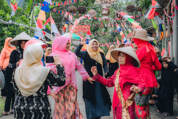A vibrant street scene in Nevada during a community event celebrating Muslim culture.