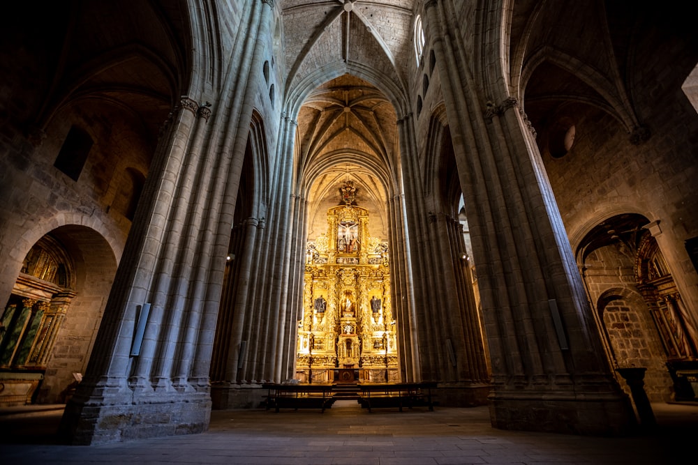 a large cathedral with tall pillars