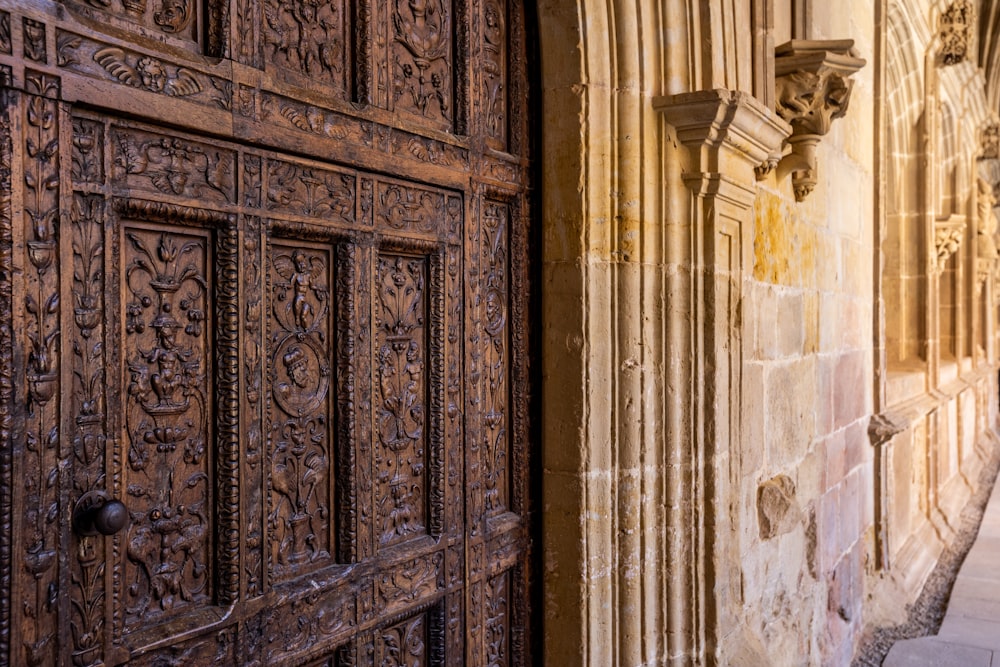 a wall with carvings on it