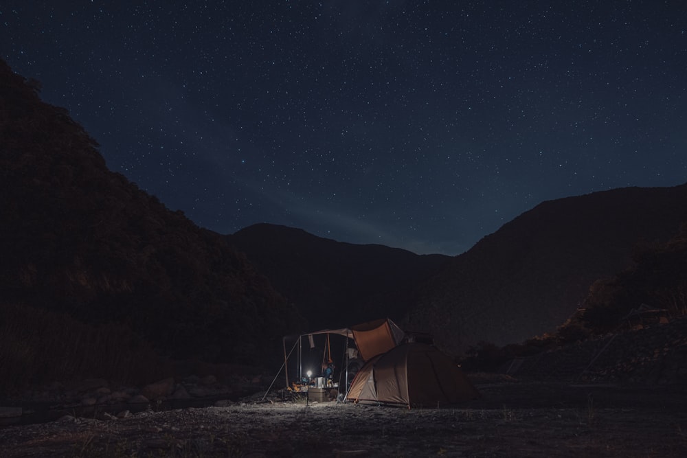 a tent in the mountains