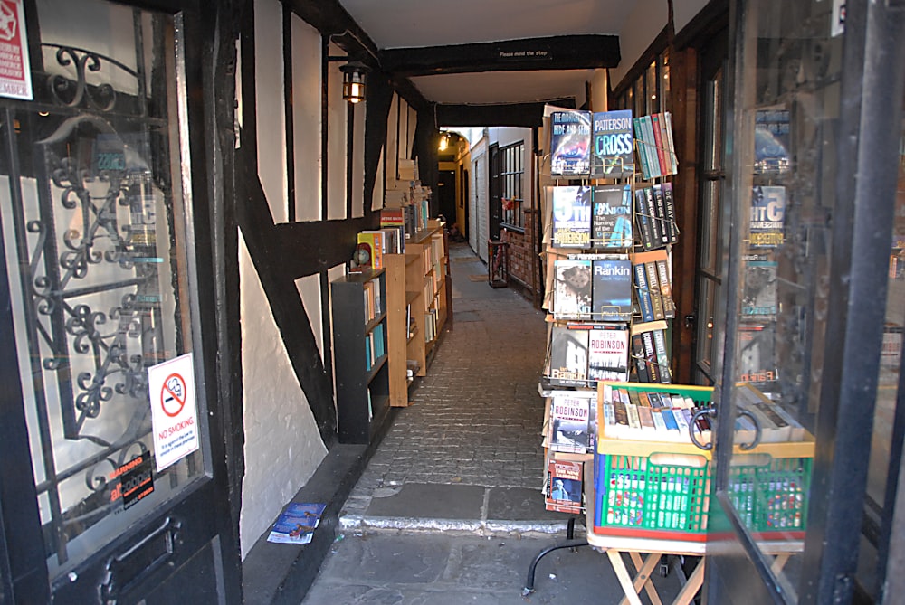 a store with shelves of books