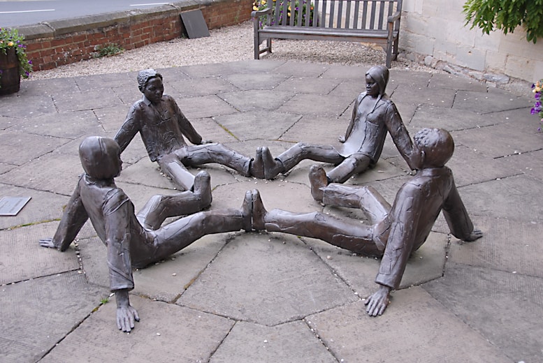 a group of statues