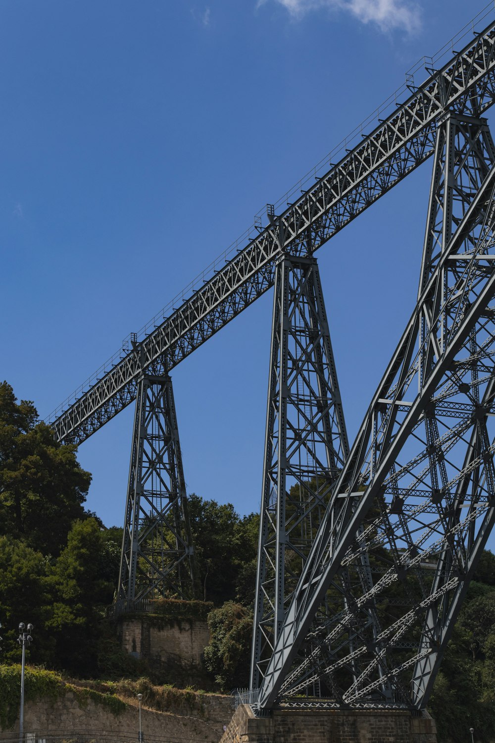 a roller coaster with trees and blue sky